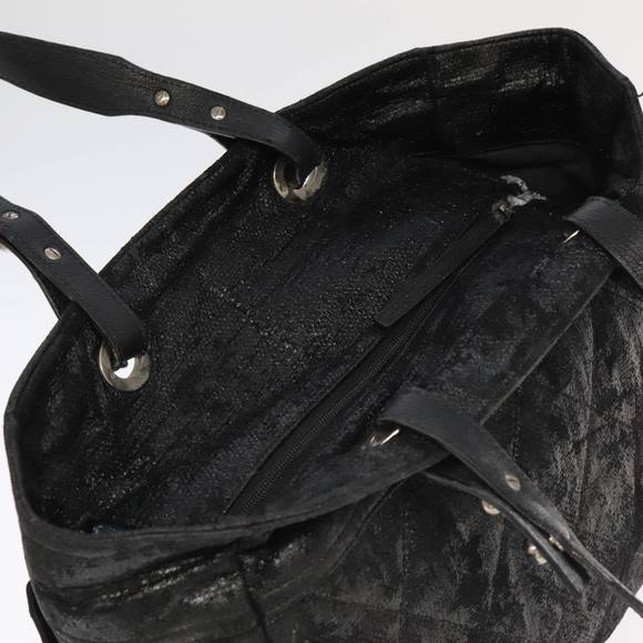 CHANEL Paris Biarritz MM Tote Bag Coated Canvas Black Silver CC Auth bs19293 - Picture 6 of 16